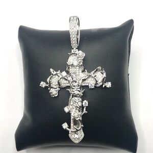 925 Sterling Silver 6.90CT MOISSANITE THORN CROSS MEN’S PENDANT